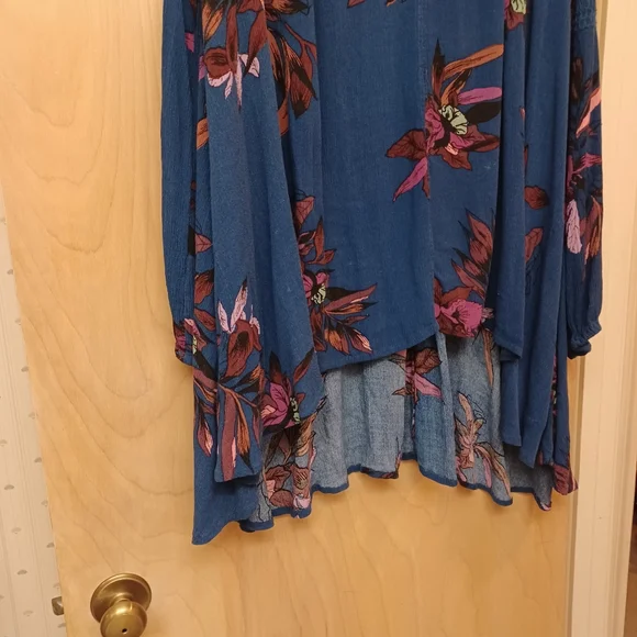 Free People Blue Floral navy magenta tunic dress M - Picture 7 of 13